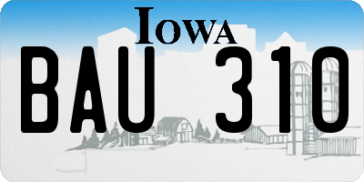 IA license plate BAU310
