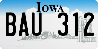 IA license plate BAU312