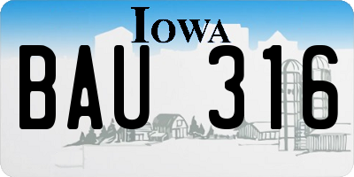 IA license plate BAU316