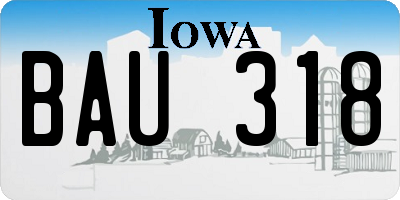 IA license plate BAU318