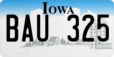 IA license plate BAU325