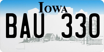 IA license plate BAU330