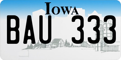 IA license plate BAU333