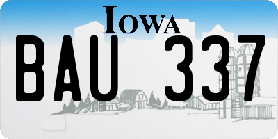 IA license plate BAU337