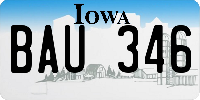 IA license plate BAU346