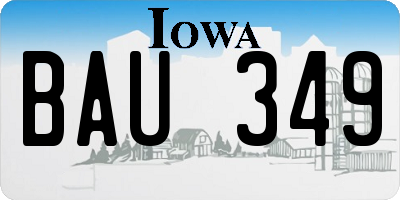 IA license plate BAU349