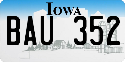 IA license plate BAU352