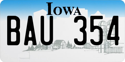 IA license plate BAU354