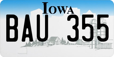 IA license plate BAU355