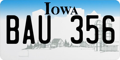 IA license plate BAU356
