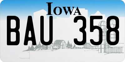 IA license plate BAU358
