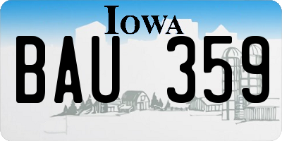 IA license plate BAU359