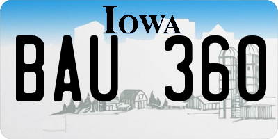 IA license plate BAU360