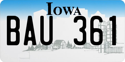 IA license plate BAU361