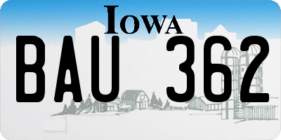 IA license plate BAU362