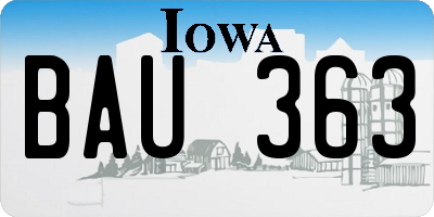 IA license plate BAU363