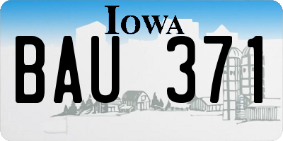 IA license plate BAU371
