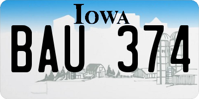 IA license plate BAU374