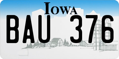IA license plate BAU376