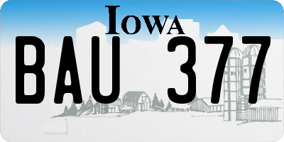 IA license plate BAU377