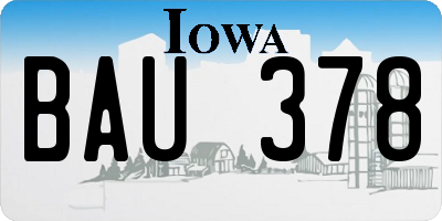 IA license plate BAU378