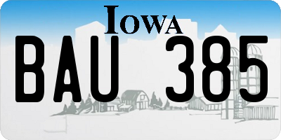 IA license plate BAU385