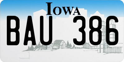 IA license plate BAU386