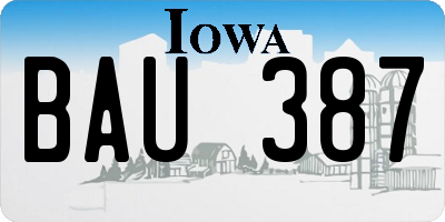 IA license plate BAU387