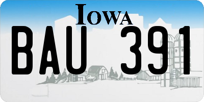 IA license plate BAU391