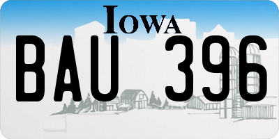 IA license plate BAU396