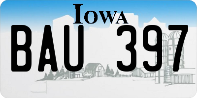 IA license plate BAU397