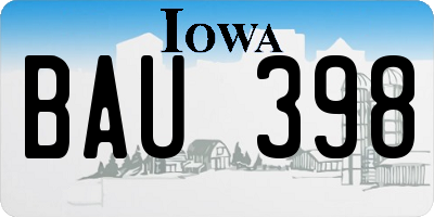 IA license plate BAU398