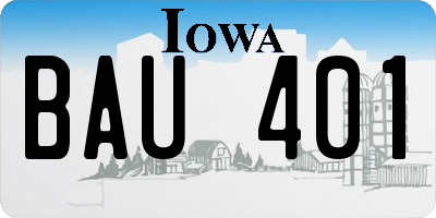 IA license plate BAU401