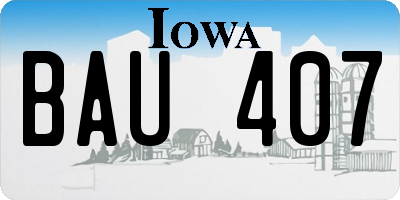 IA license plate BAU407