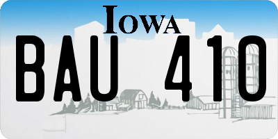 IA license plate BAU410