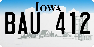 IA license plate BAU412