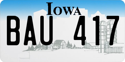 IA license plate BAU417