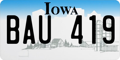 IA license plate BAU419