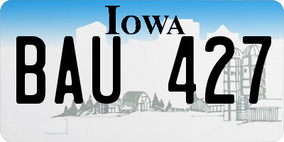 IA license plate BAU427