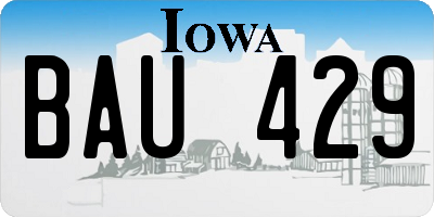 IA license plate BAU429