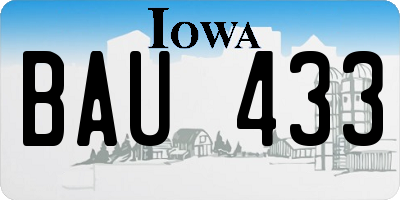 IA license plate BAU433