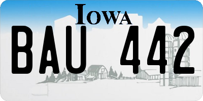 IA license plate BAU442