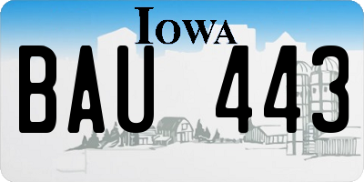IA license plate BAU443