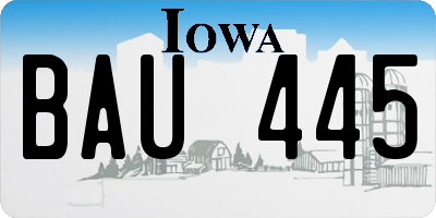IA license plate BAU445