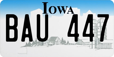 IA license plate BAU447