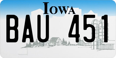 IA license plate BAU451