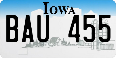 IA license plate BAU455