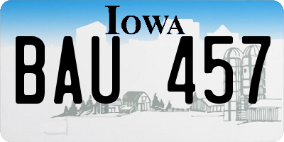 IA license plate BAU457