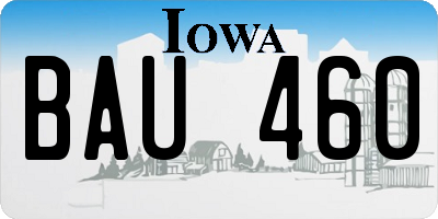 IA license plate BAU460