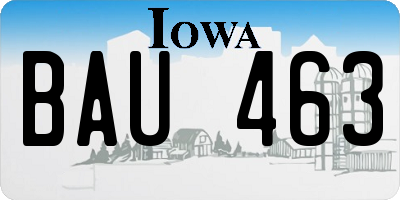 IA license plate BAU463